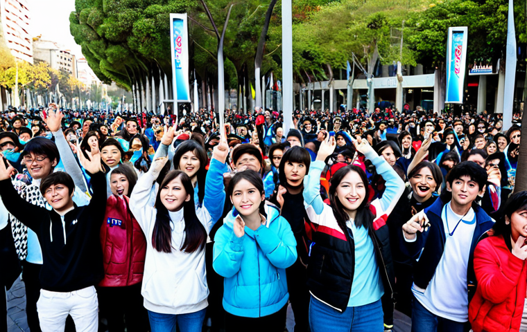칠레에서의 K POP 콘서트 개최 - K-Pop Fan Gathering in Santiago**

"A large group of Chilean K-Pop fans, fully clothed in stylish, m...