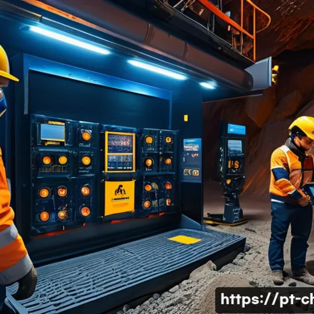 칠레의 광산 산업과 구리 수출 - A high-tech Chilean copper mine interior showcasing advanced automation: robotic drilling machines o...