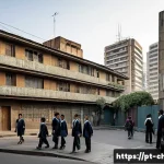 Home 19 칠레의 빈부 격차 문제 - A detailed urban scene in Santiago, Chile, depicting a stark contrast between a wealthy neighborhood...