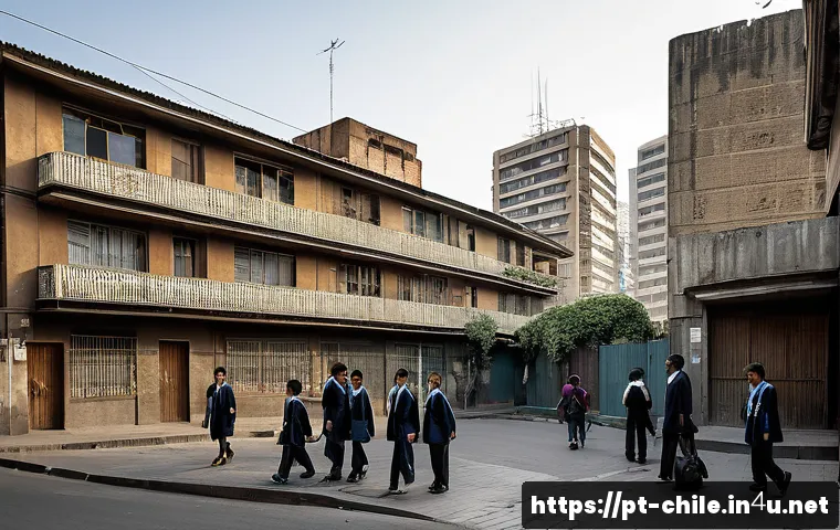 칠레의 빈부 격차 문제 - A detailed urban scene in Santiago, Chile, depicting a stark contrast between a wealthy neighborhood...